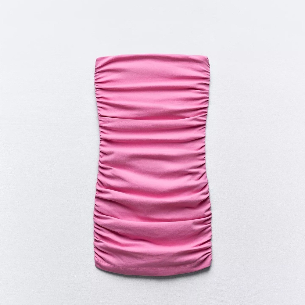 Zara Pink Ruched Mini Dress